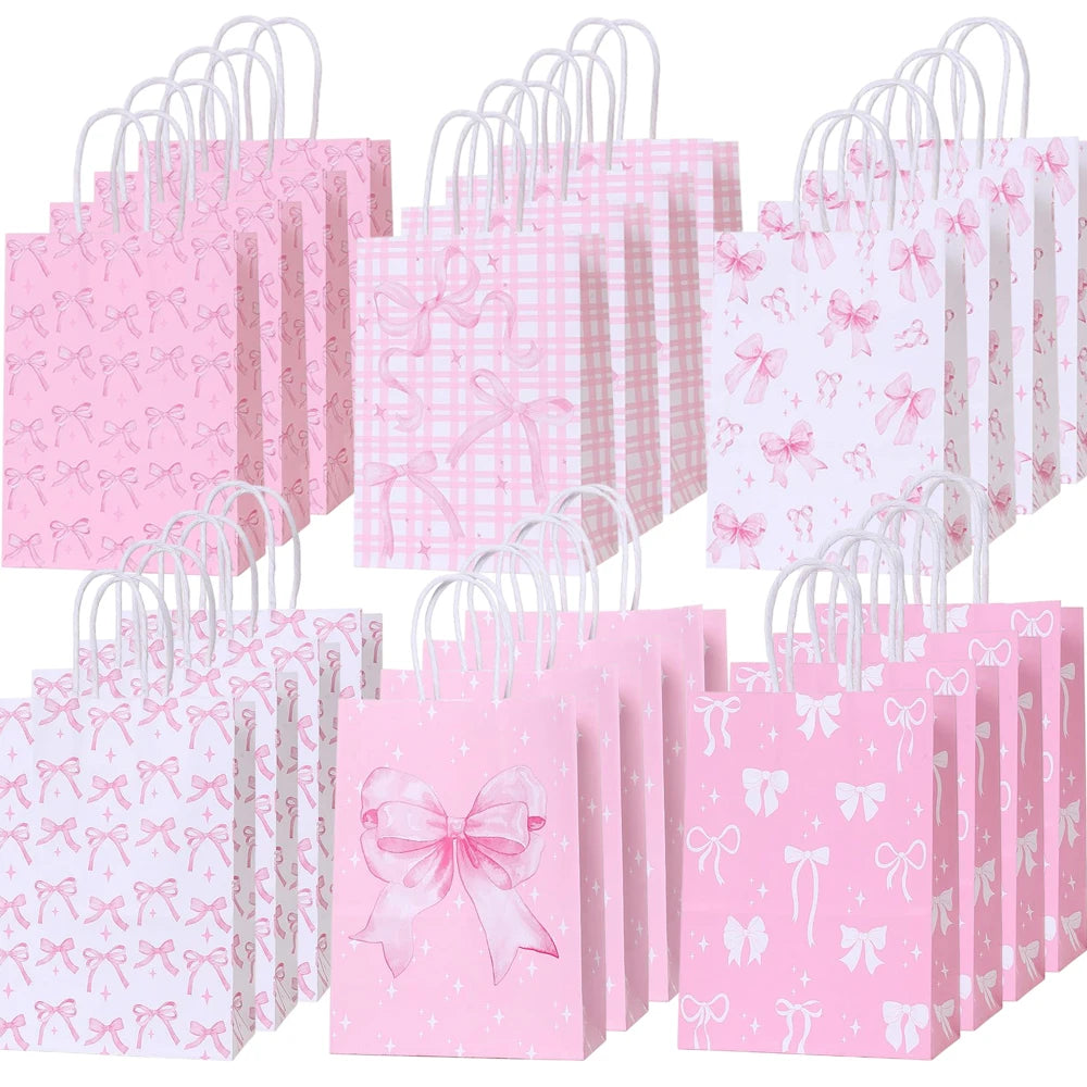 |ノベルティ用品 | リボン柄プリント紙ギフトバッグ | W15×H21×D8c