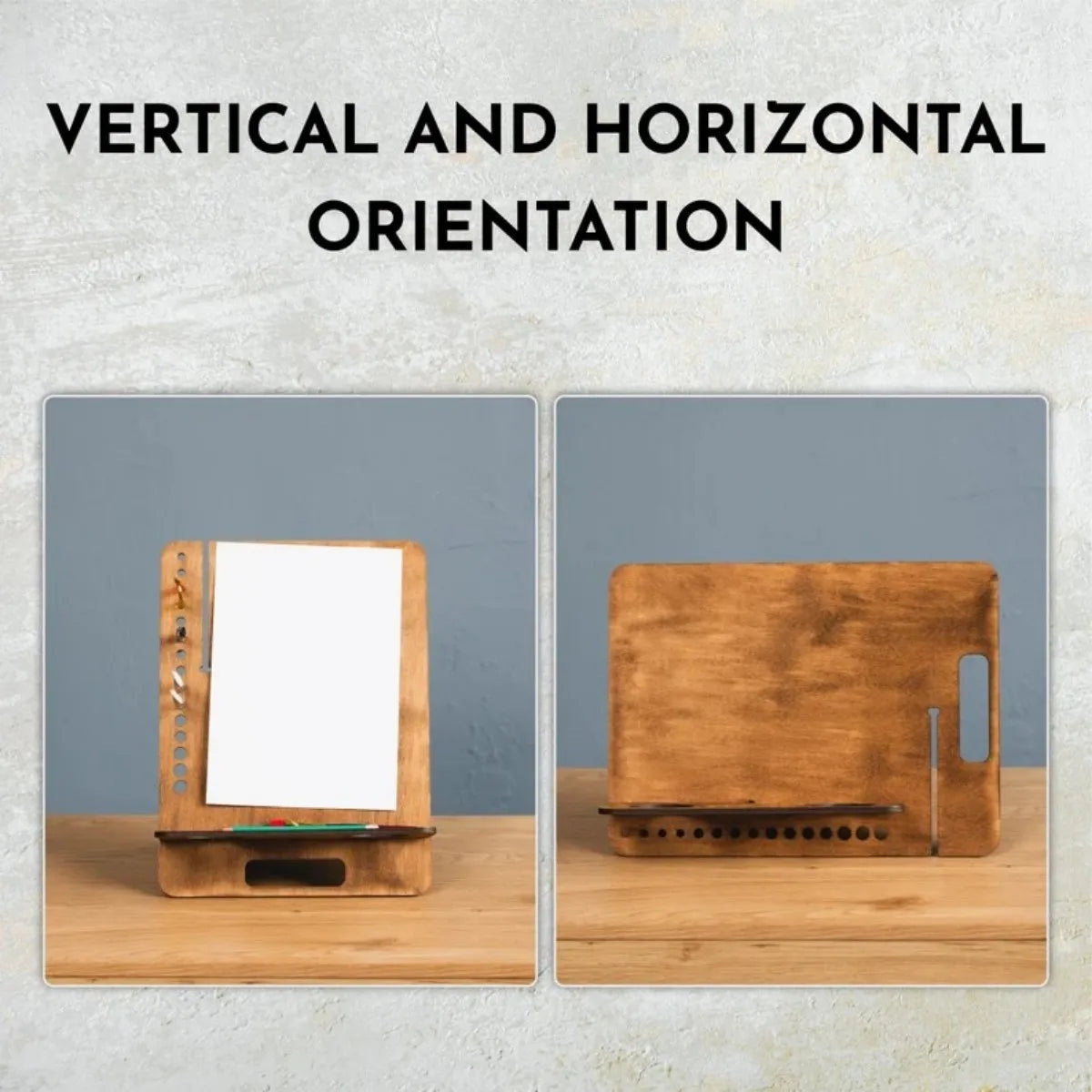 【ブラシホルダー付き】多機能木製アートイーゼルスタンド