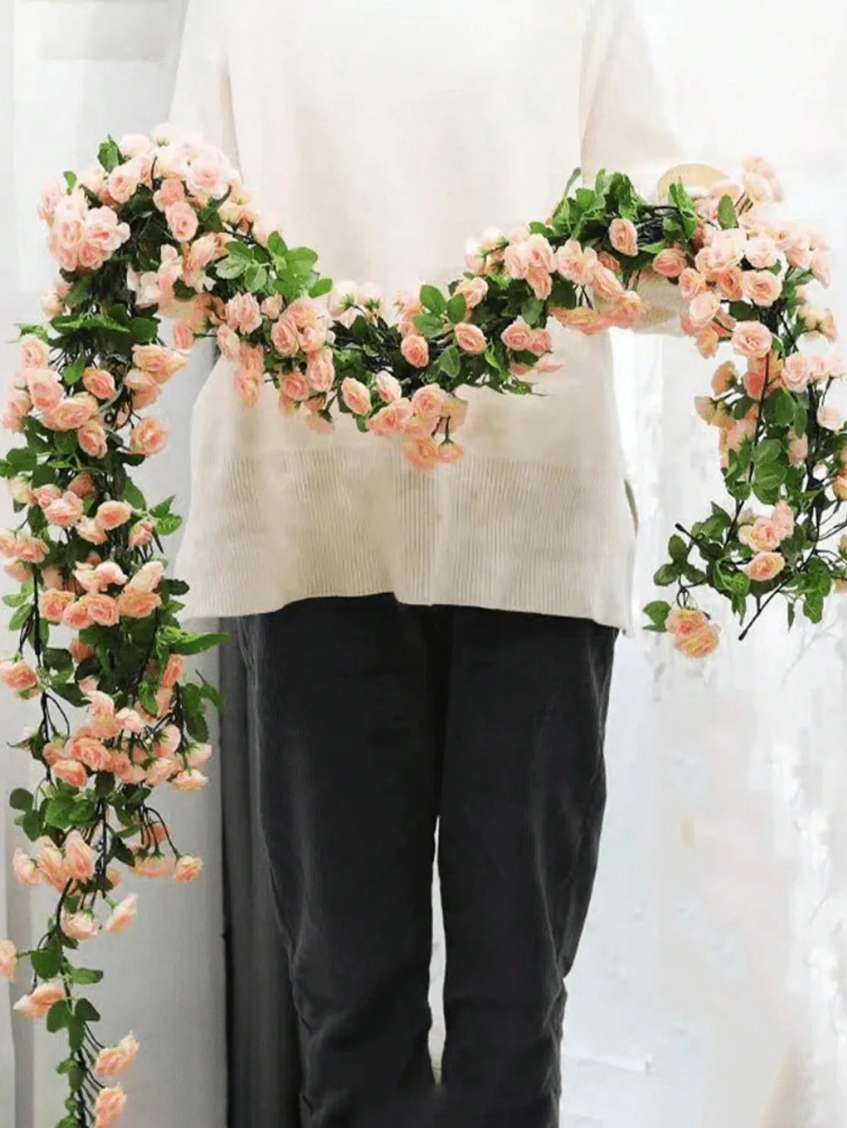 パーティー・インテリア装飾|造花ローズガーランド2個セット(1.8M)