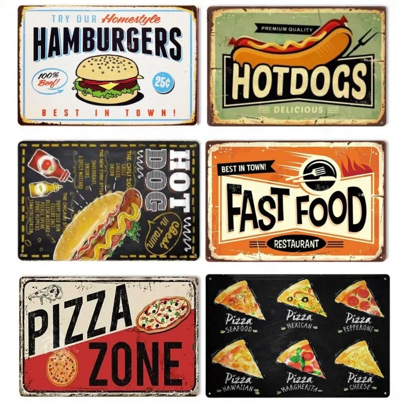 ファーストフードヴィンテージブリキ看板