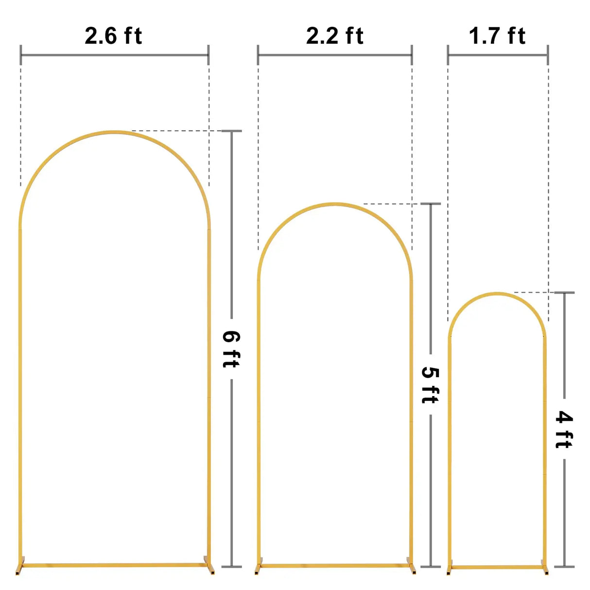 イベント・パーティー装飾 メタル製デコレーションフレーム 3サイズセット アーチ型