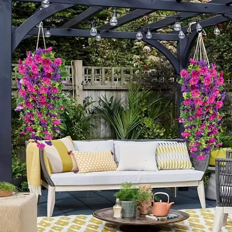 パーティー・ガーデン装飾 造花 UV耐性人工モーニンググローリー リアルなペチュニア再現