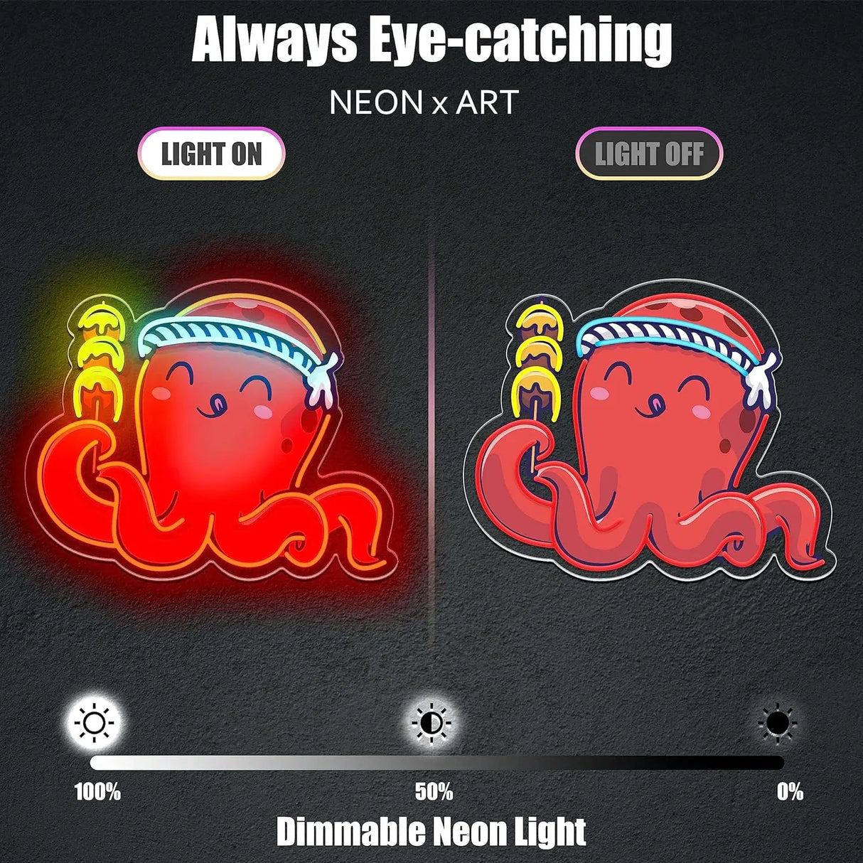 タコのLEDネオンサイン(ネオン看板) 壁装飾ライト