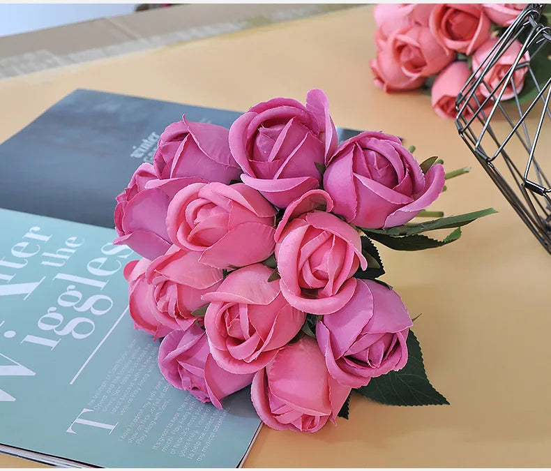 パーティー・インテリア装飾|造花シルクローズブーケ(25cm)