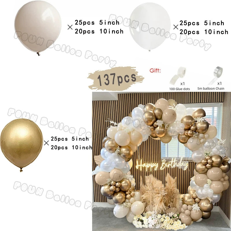 ベージュホワイト バルーンガーランドアーチキット