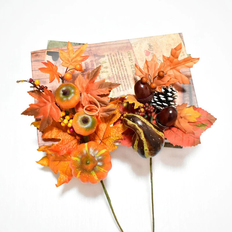 イベント・ハロウィングッズ|秋のフェイクメープルとカボチャ装飾枝