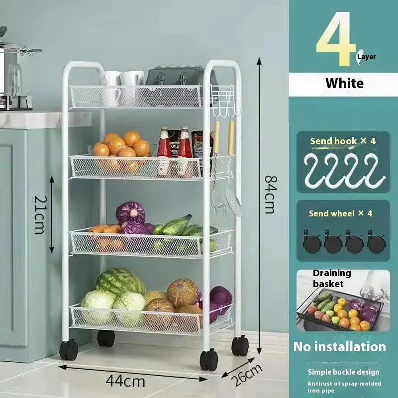 多機能キャスター付きキッチントロリーラック