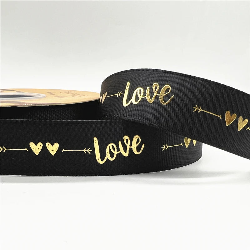 グログラン LOVEリボン 25mm 幅 5ヤード