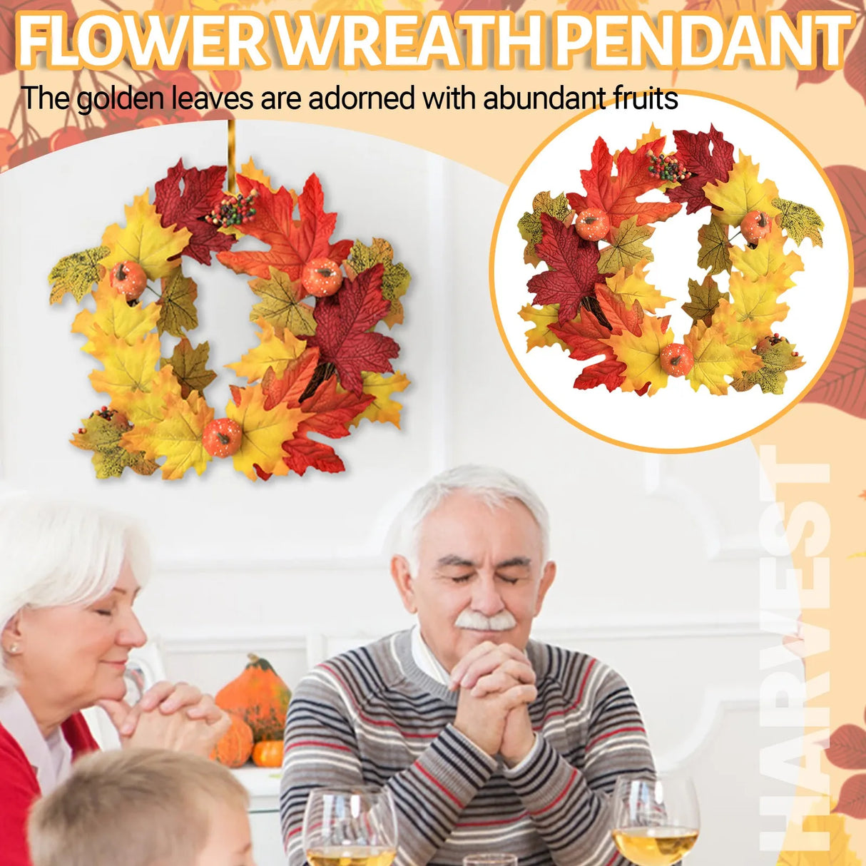 イベント・ハロウィングッズ|秋のメープルリーフとパンプキンリース