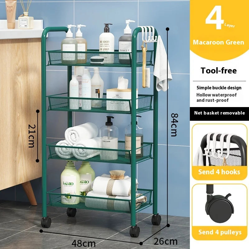 ネット什器多機能キャスター付きトロリーラック