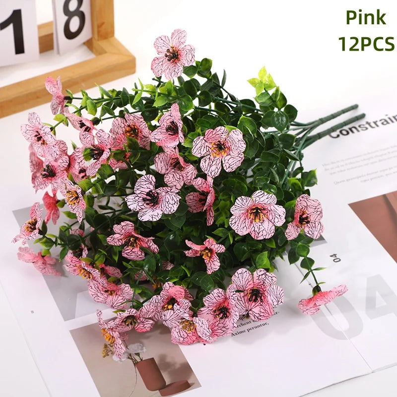 パーティー・インテリア装飾|UV耐性ミックスカラー人工デイジー(12束)