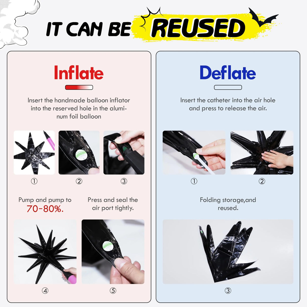 イベント・ハロウィン装飾|星型&丸型バルーン&こうもり型小物セット( 133個)