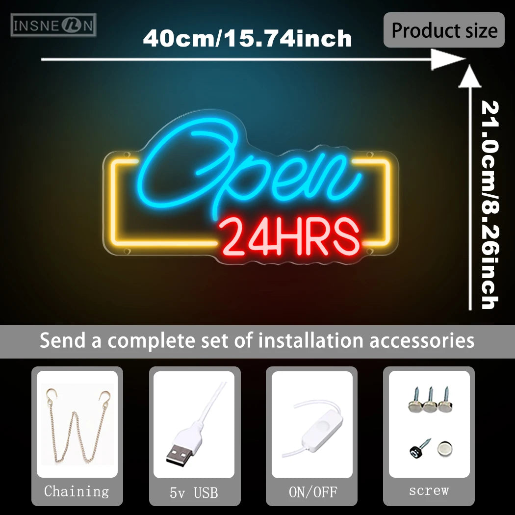 24HRS LEDネオンサイン(ネオン看板)