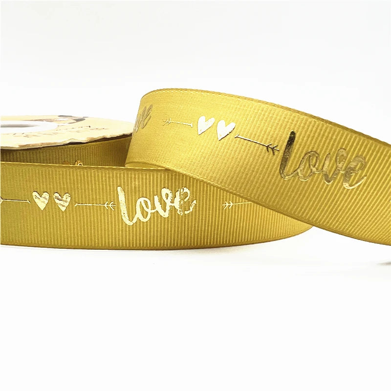グログラン LOVEリボン 25mm 幅 5ヤード