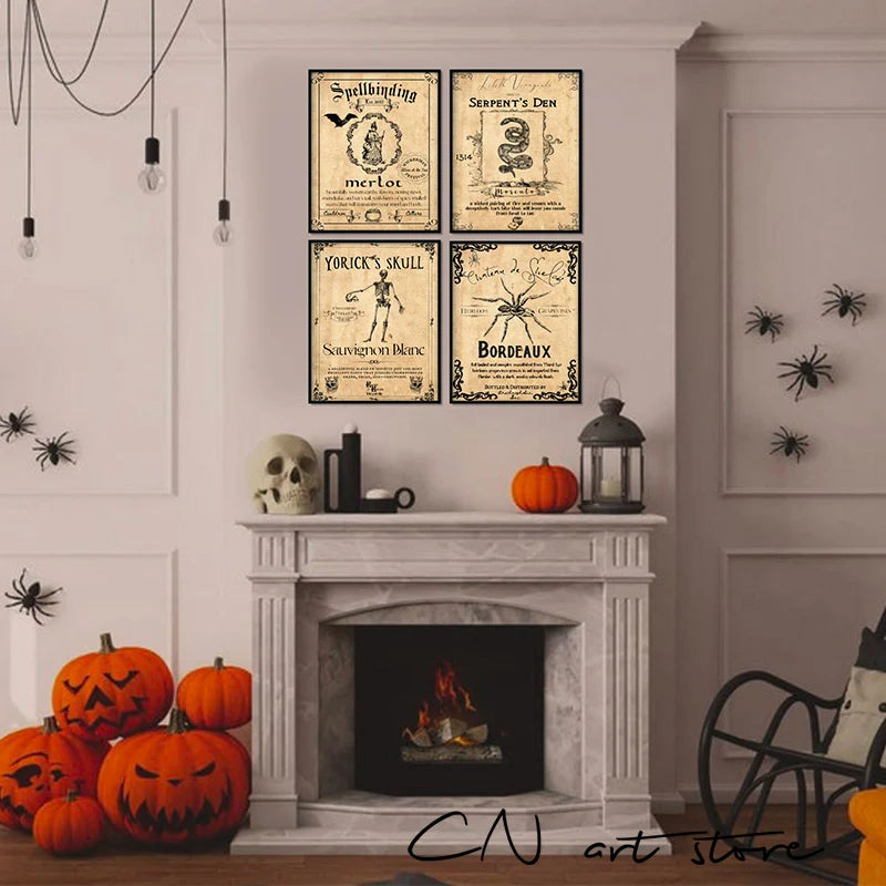 イベント・ハロウィングッズ|ヴィンテージスカルアートキャンバスポスター