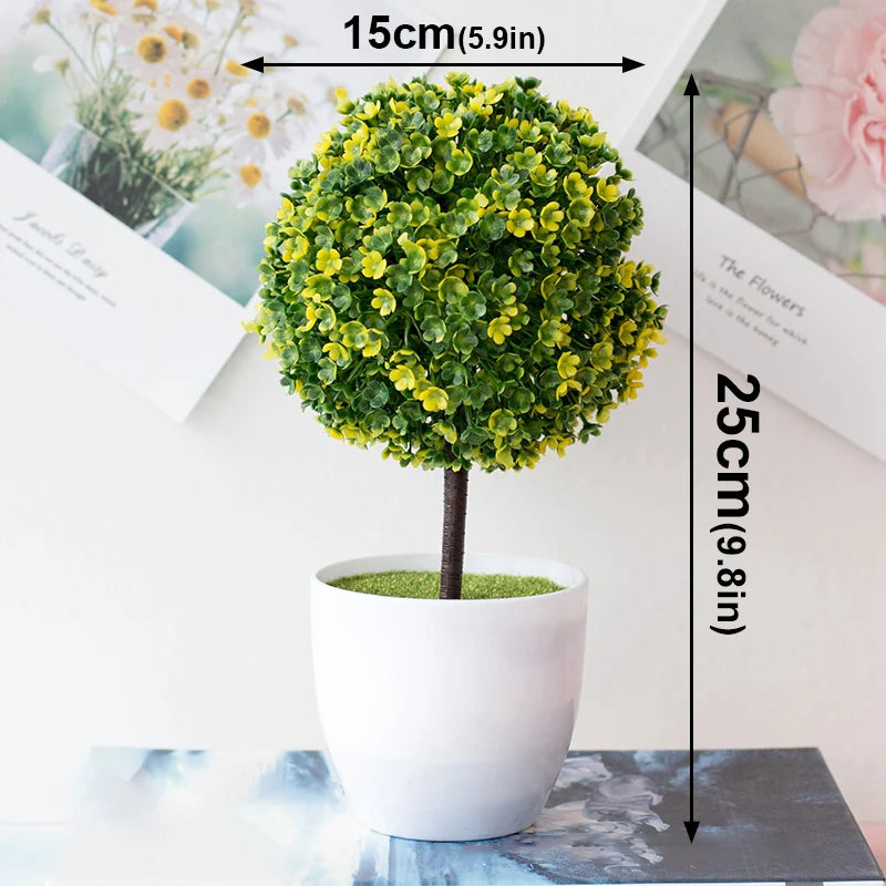 人工観葉植物・鉢植え・グリーン盆栽・スノーボール