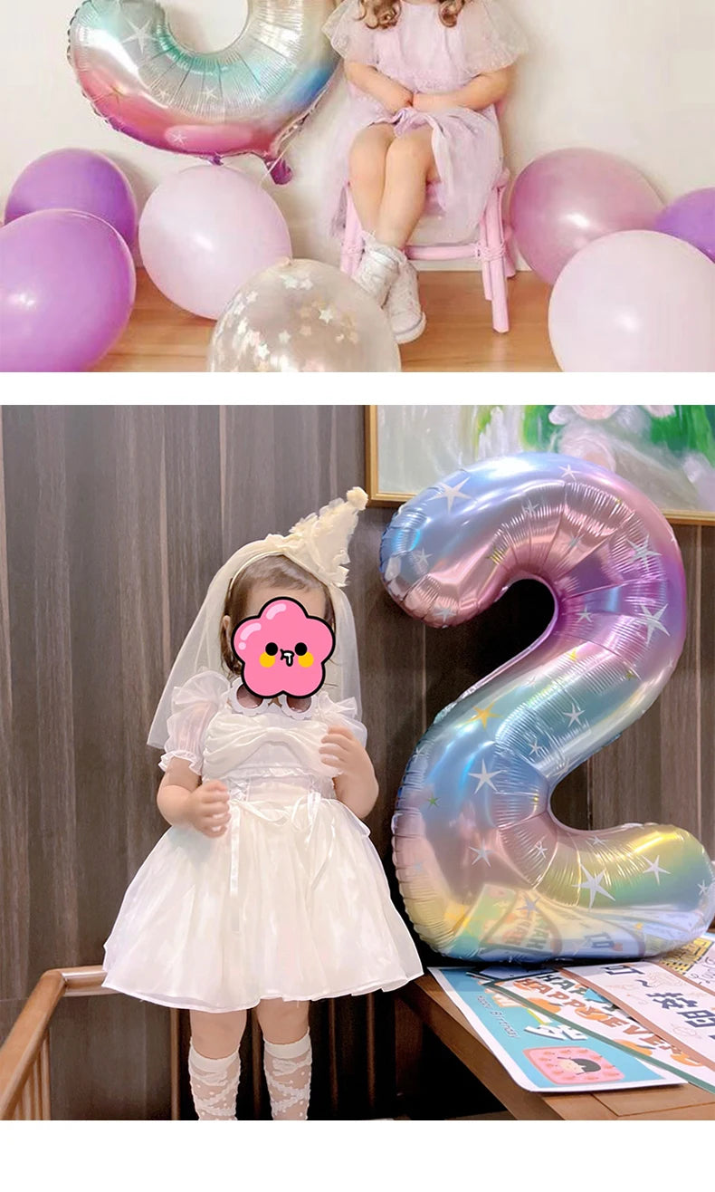 イベント・クリスマス装飾|グラデーションレインボー数字バルーン(ナンバーバルーン)