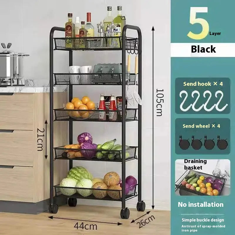 多機能キャスター付きキッチントロリーラック