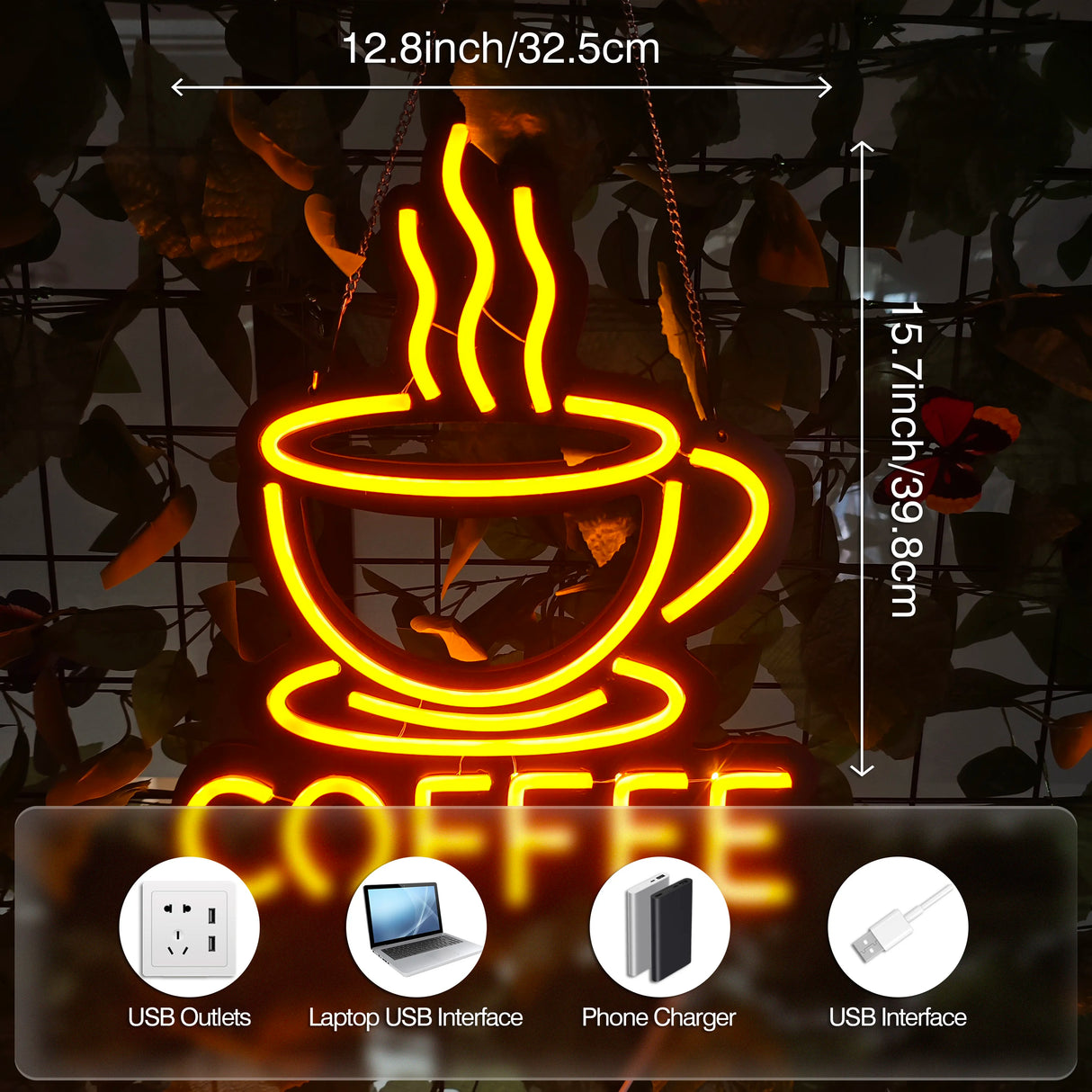 COFFEE LEDネオンサイン(ネオン看板) イエロー