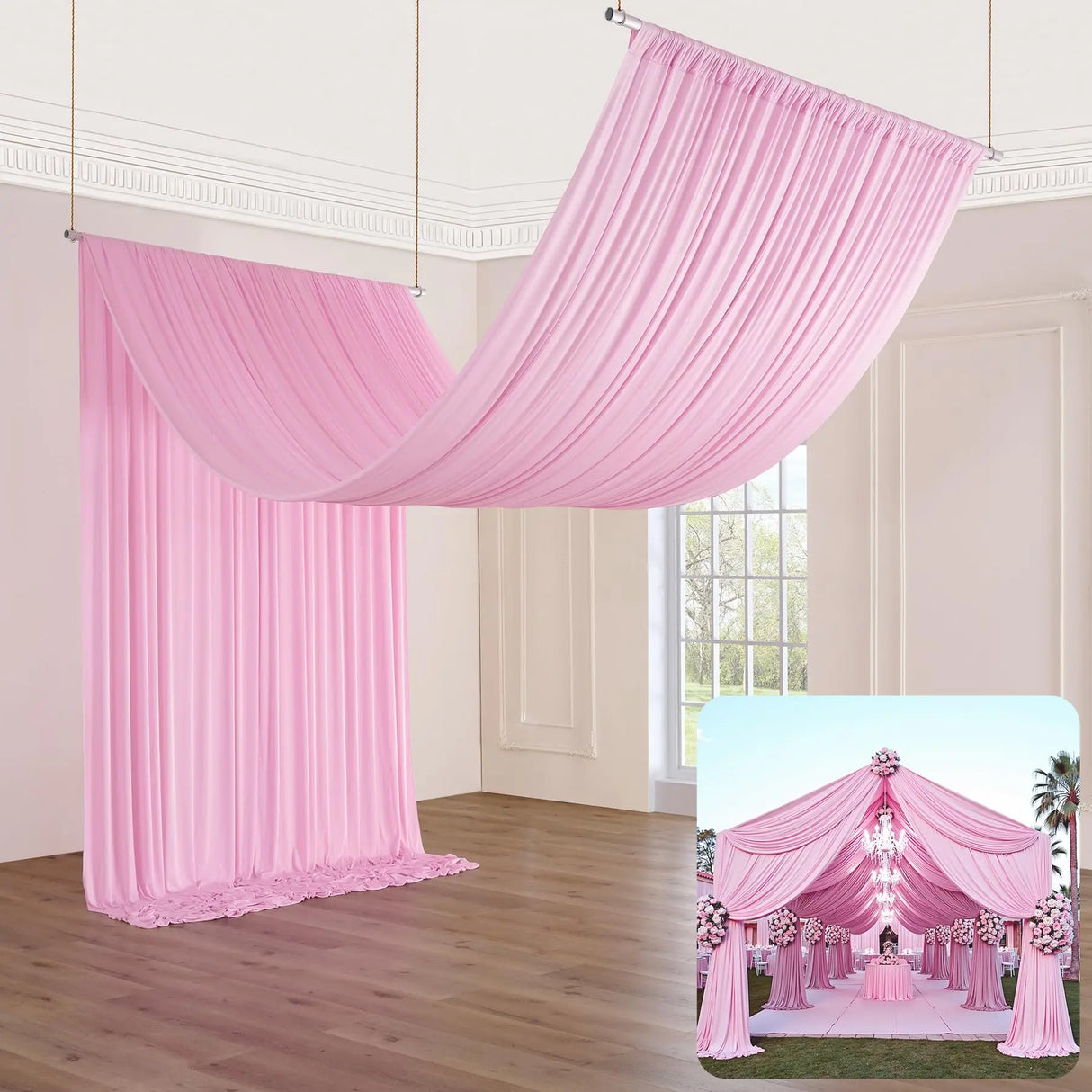 シワ防止背景幕ドレープ 5×20フィート