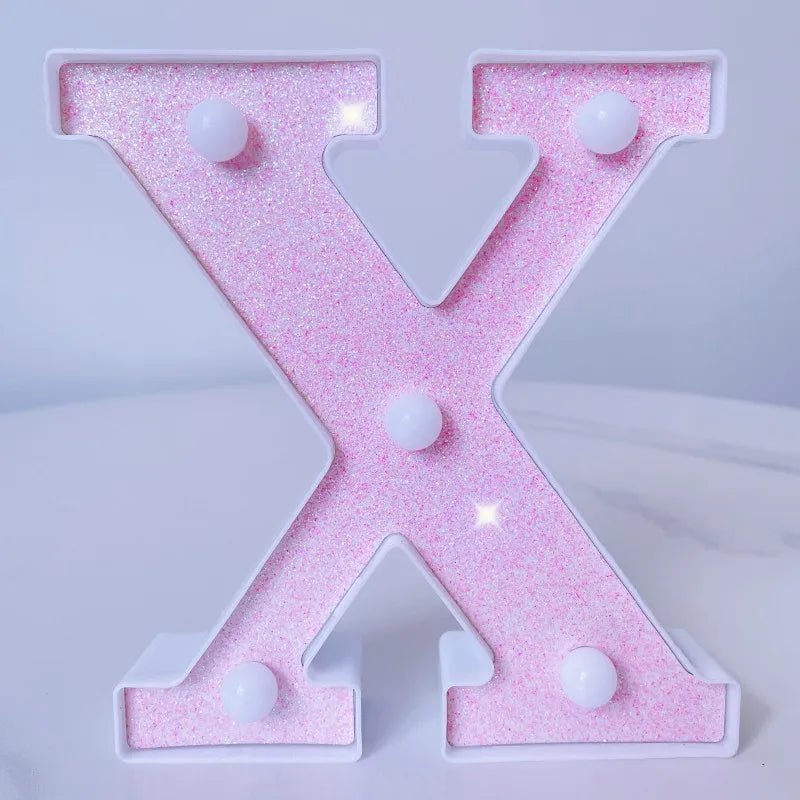 【LED装飾】LEDライト・デコレーションライト(ハート/数字/アルファベット)ピンク 16cm