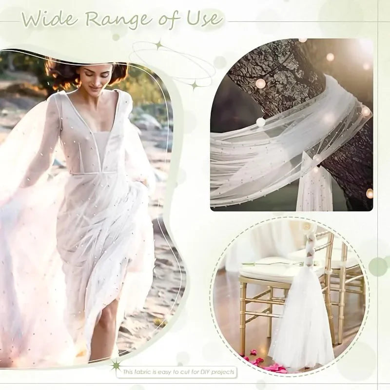 インテリア・パーティ装飾 | パール付きチュールテーブルクロス