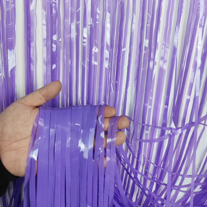 パーティー・インテリア用装飾 マカロン・レインボーカラーカーテン 1P/2Pセット