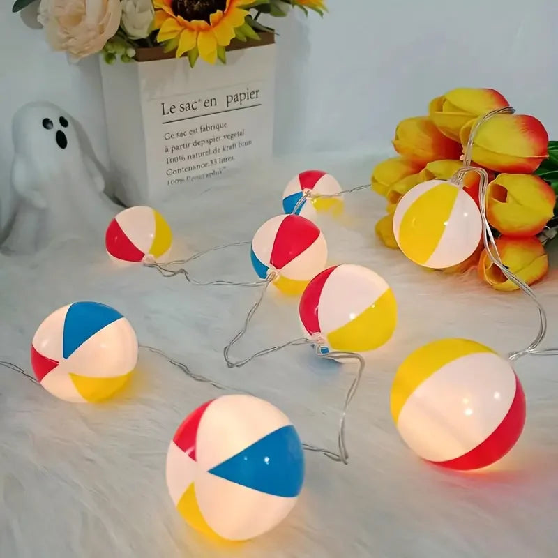 イベント・ハロウィン装飾|野球・サッカー・ビーチバレーボール型LEDストリングライト(1.5M/3M/6M)