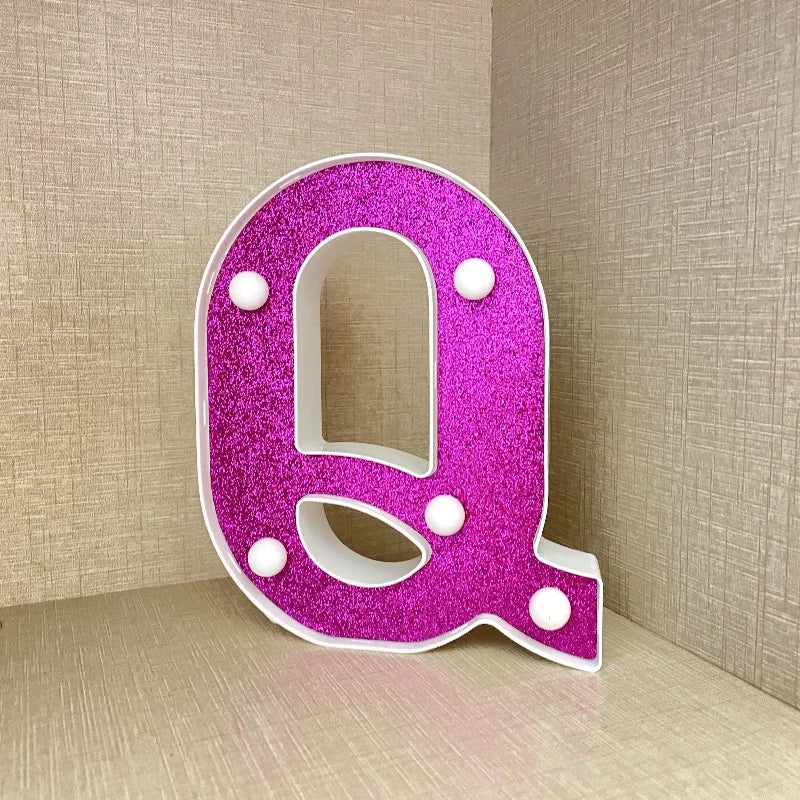 【LED装飾】LEDライト・デコレーションライト(ハート/アルファベット/数字)ピンク パープル 16cm PVC