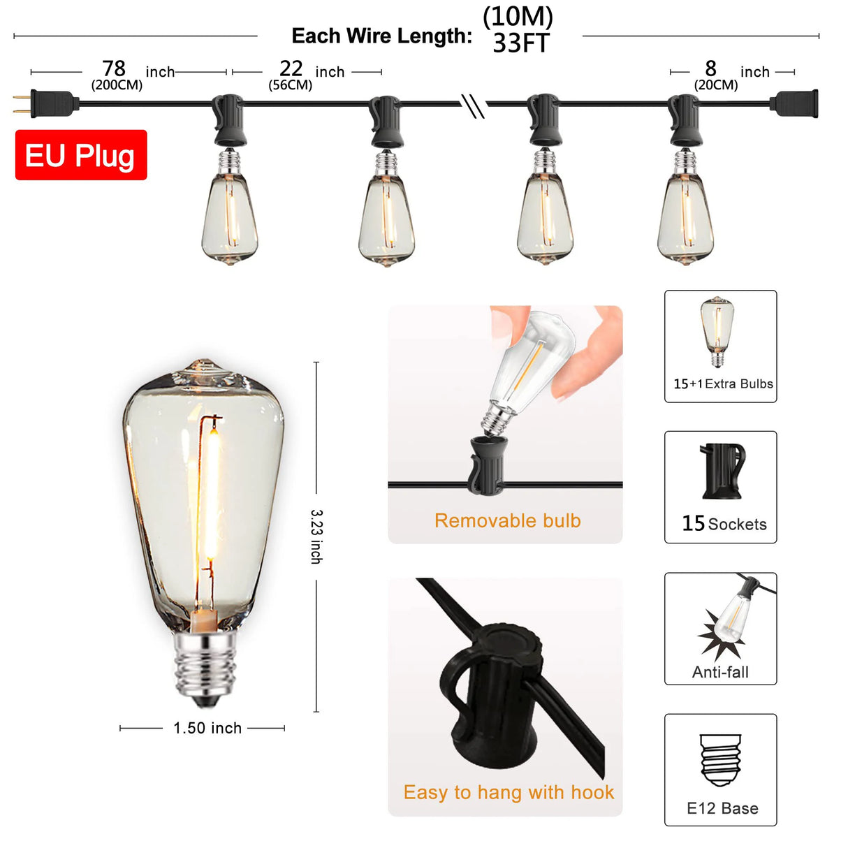 イベント・パーティー装飾|防水LEDガーデンライト(7.6M~20M)