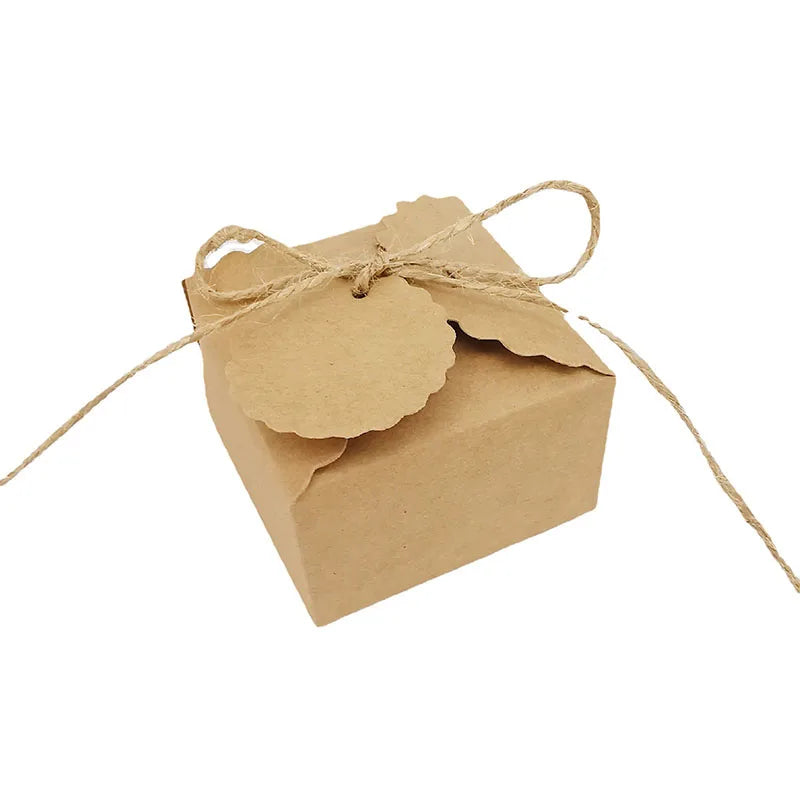 |イベント・ノベルティ用品 | 麻リボン付きクラフト紙ボックス | W6.5xH4xD6.5cm