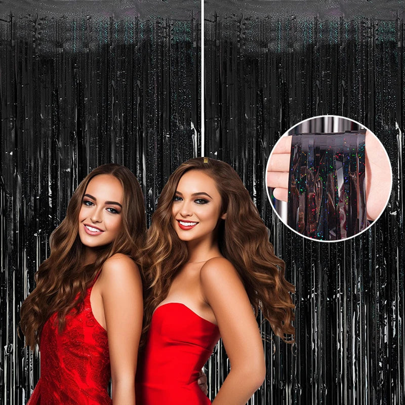 パーティー・インテリア用装飾 キラキラ!ホイル素材カーテン 再利用可能