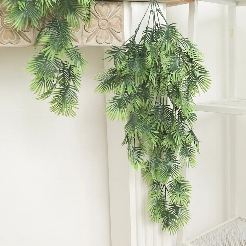 ヤシの人工植物・プラスチックのつる・壁掛け・シダ