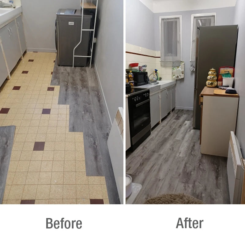 DIYフロアシート 天然木目風 床ステッカー 幅15.2㎝ x 91.4cm 10枚入