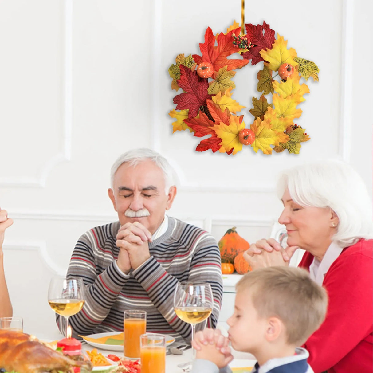 イベント・ハロウィングッズ|秋のメープルリーフとパンプキンリース