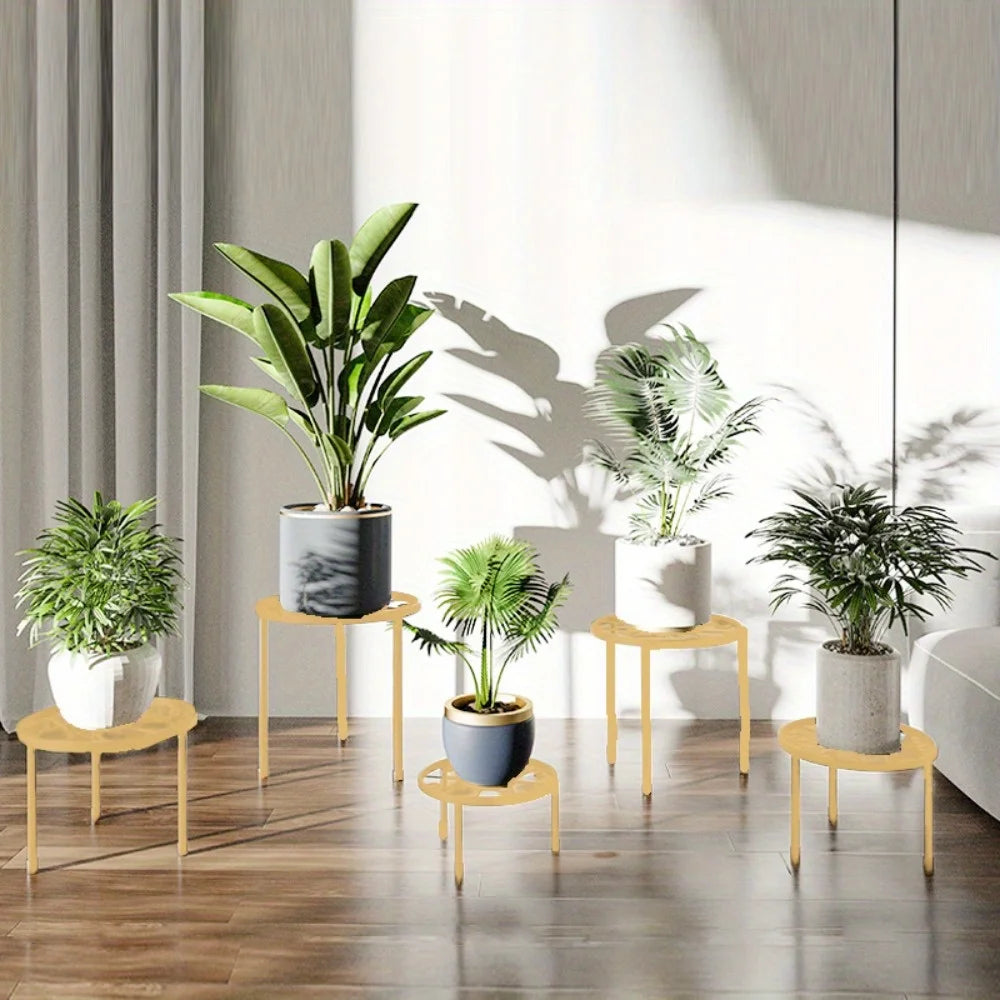 屋内外対応ゴールド植木鉢ホルダーセット