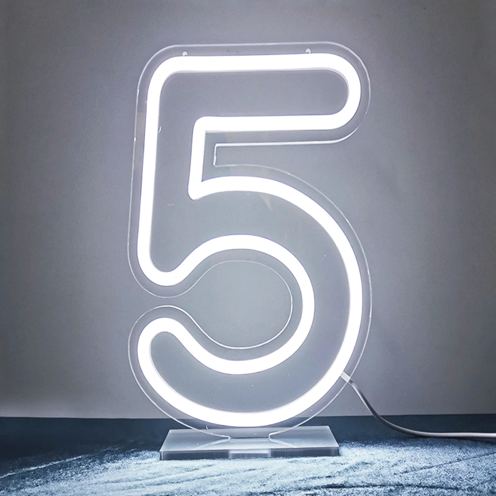 LED数字ネオンサイン(ネオン看板)(0〜9)|USB電源・調光機能付き