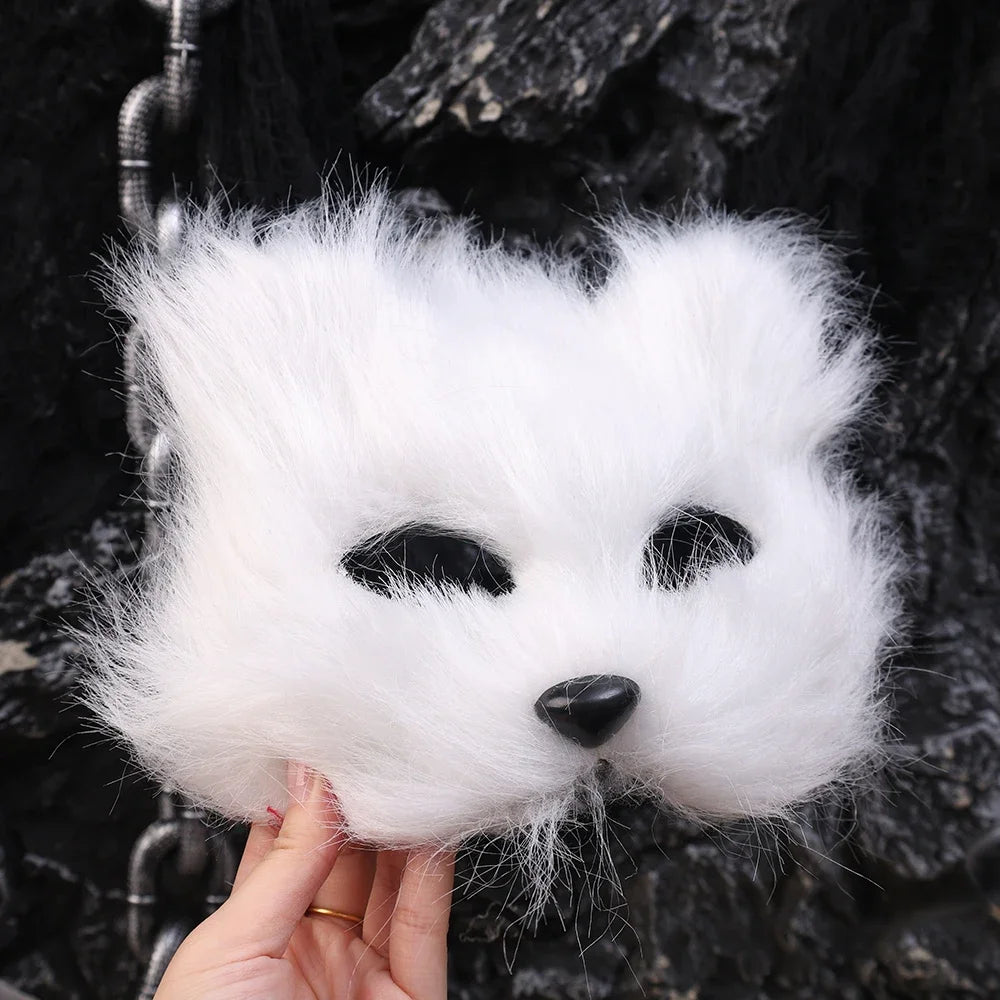 イベント・ハロウィングッズ|ファー素材キツネ型ハーフマスク