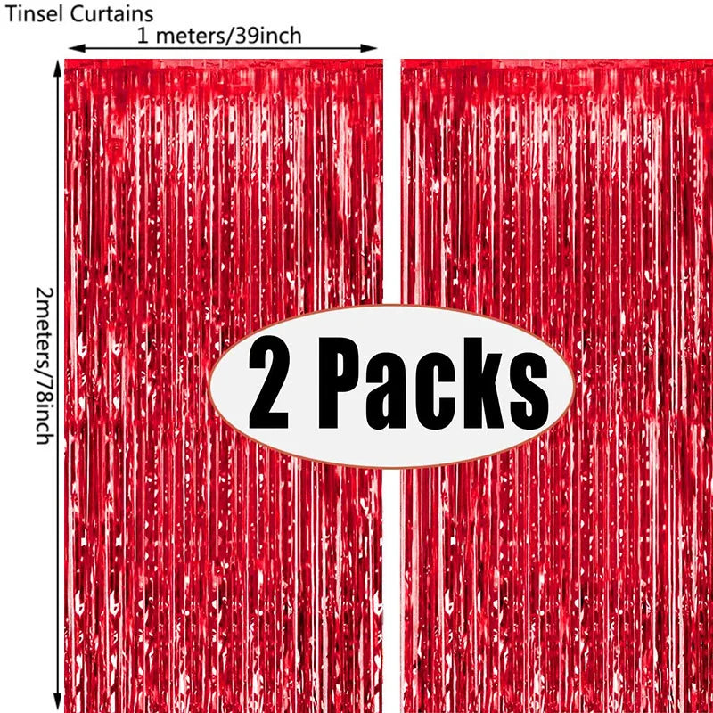 パーティー・インテリア用装飾 キラキラ!ホイル素材カーテン 2Pセット お得