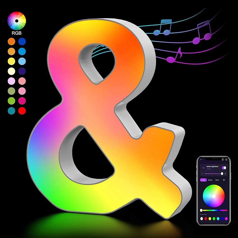 【LED装飾】LEDライト・デコレーションライト(数字/アルファベット)調光可能 レインボーカラー
