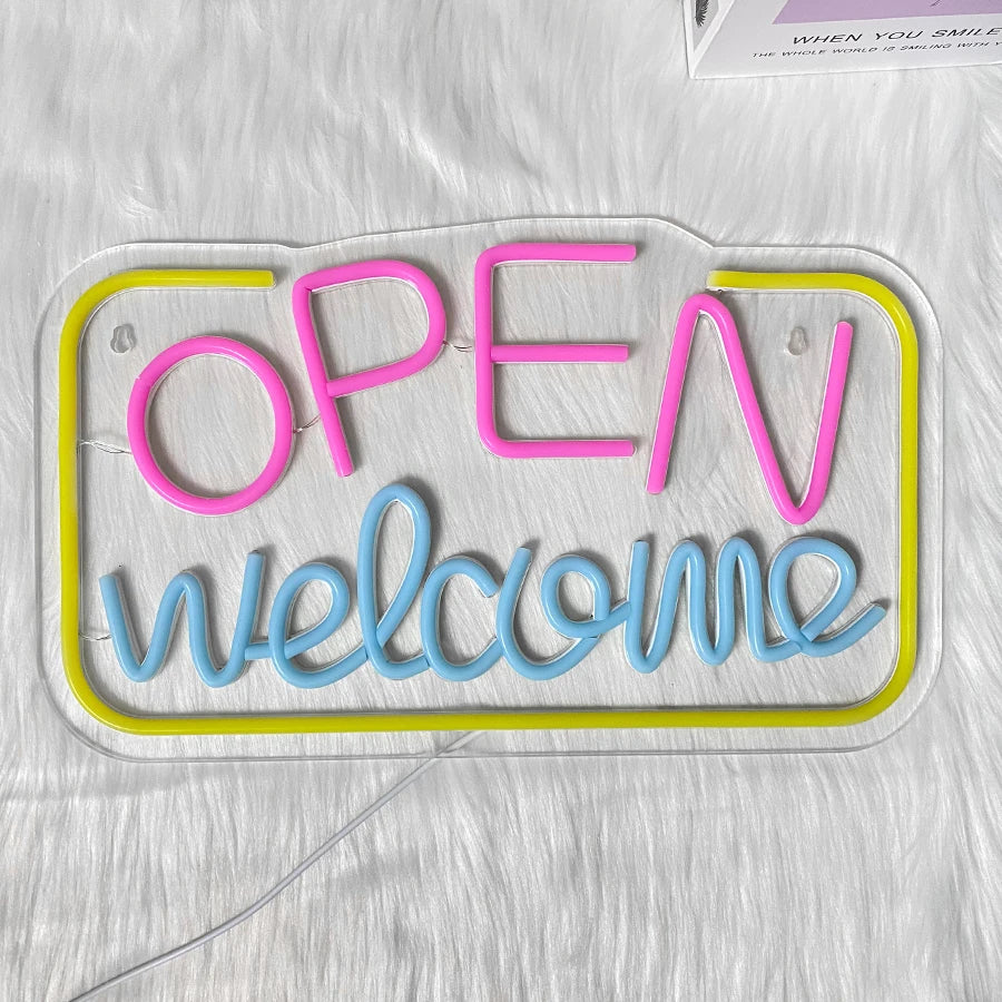 OPEN welcome LEDネオンサイン(ネオン看板)