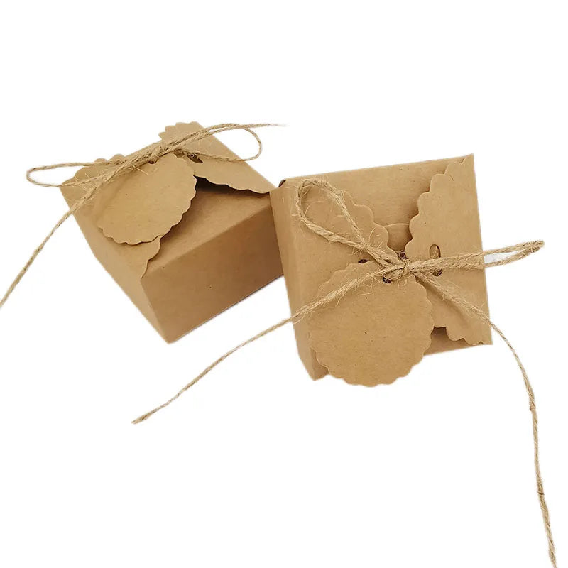 |イベント・ノベルティ用品 | 麻リボン付きクラフト紙ボックス | W6.5xH4xD6.5cm