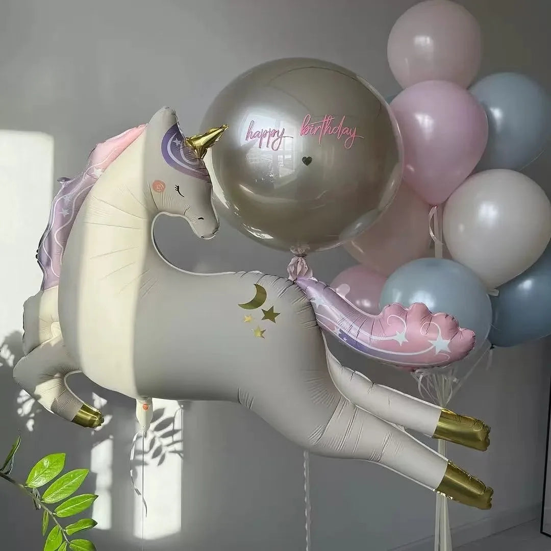 ユニコーン木製馬誕生日パーティーバルーン
