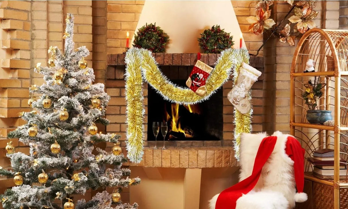 クリスマスリース|メタリックストリーマー 緑 2m