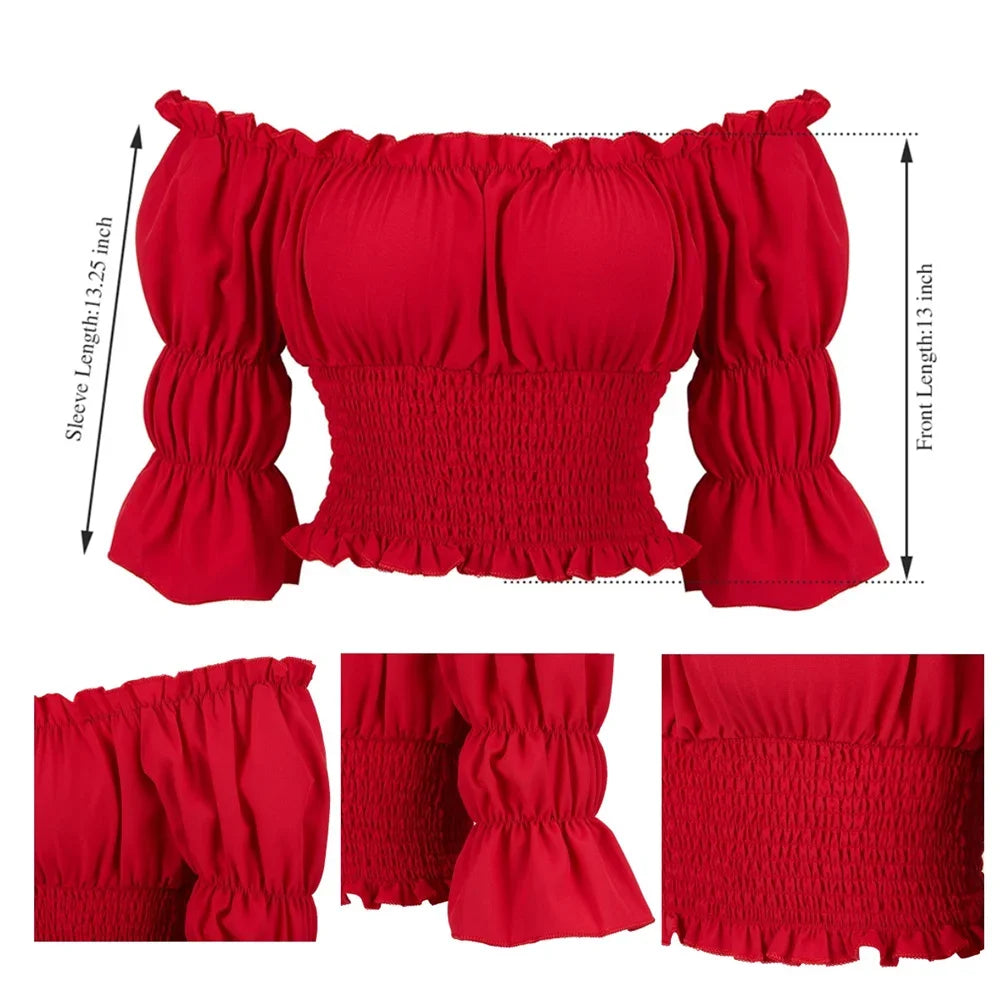 イベント・ハロウィングッズ|シャーリングオフショルダートップス (XS~XXXL)