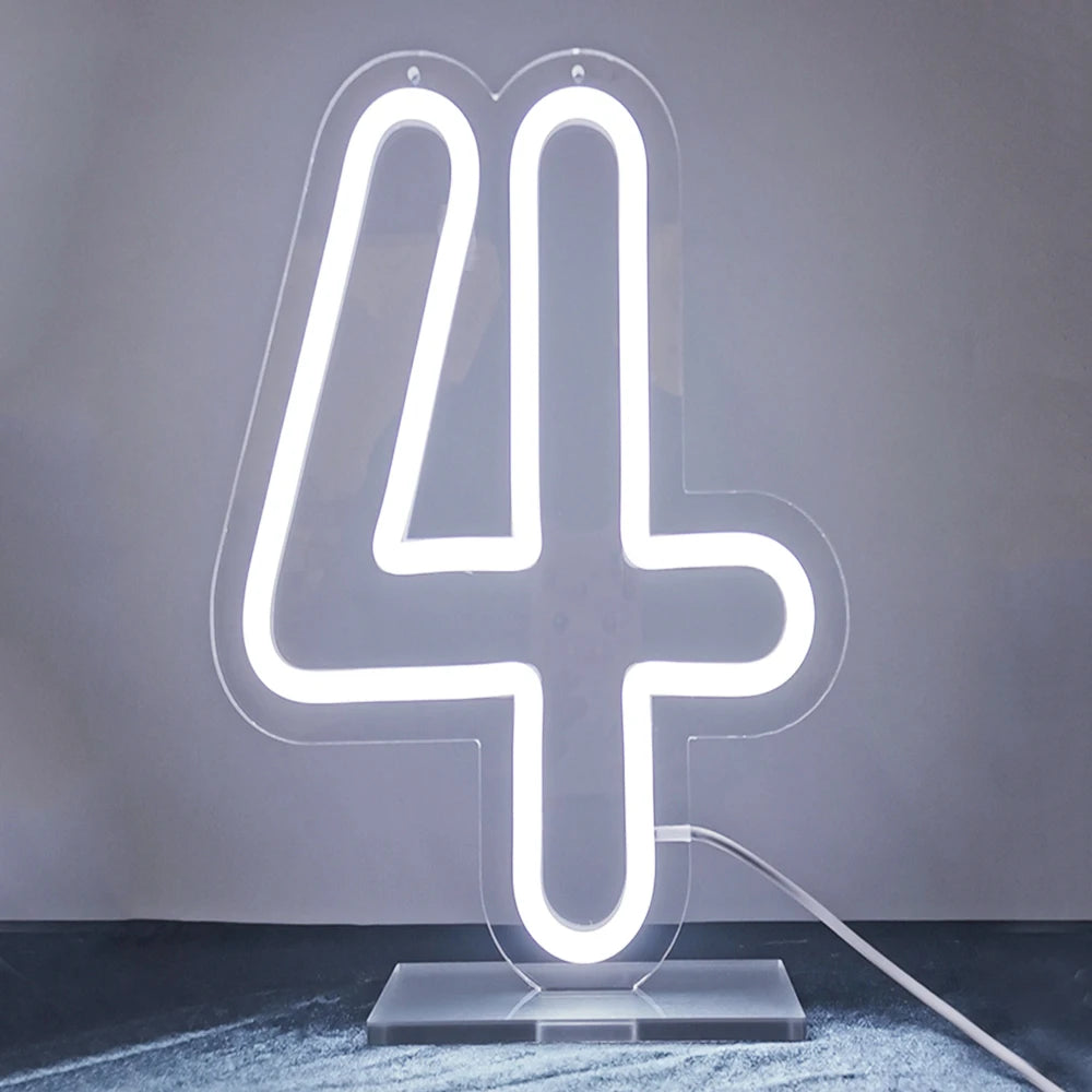 LED数字ネオンサイン(ネオン看板)(0〜9)|USB電源・調光機能付き