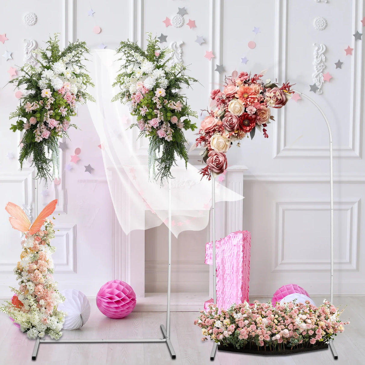 イベント・パーティー装飾 メタル製デコレーションフレーム 3サイズ展開 ホワイト