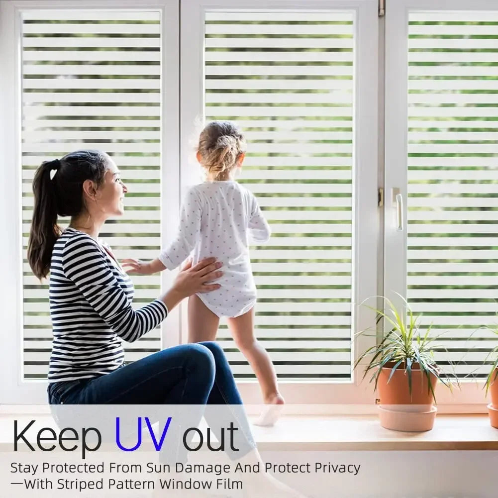 すりガラス風 ウィンドウフィルム ストライプ柄(UVカット・静電気吸着タイプ)