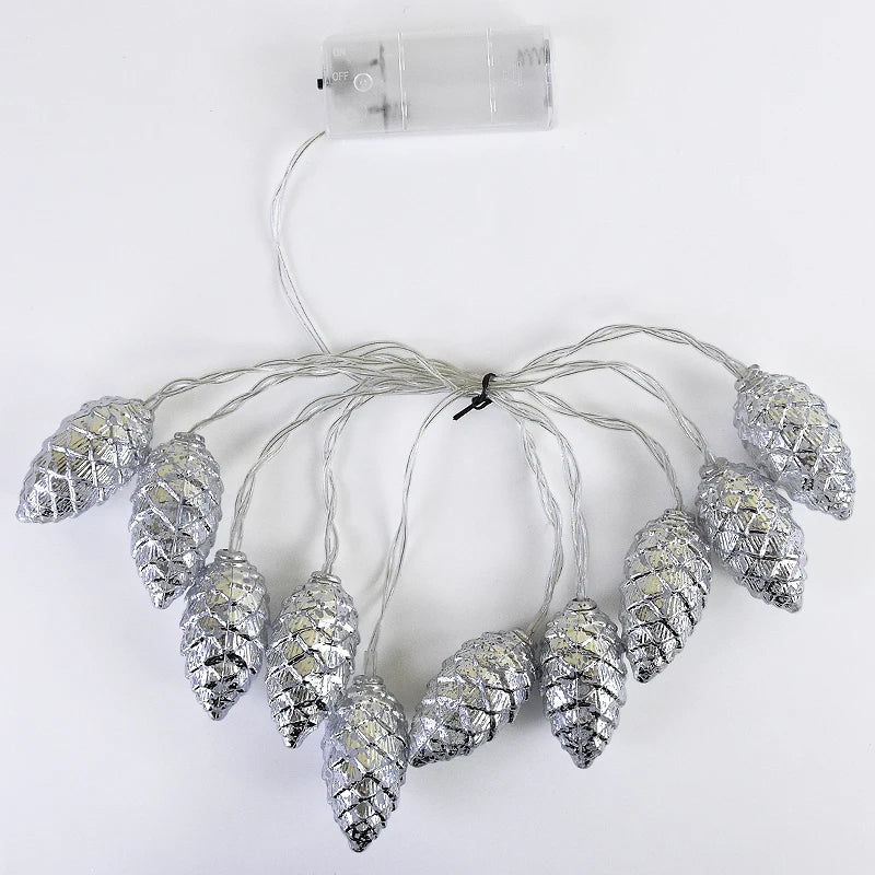 【 LEDライト】ツリー用 松ぼっくり型ライト(ゴールド&シルバー)