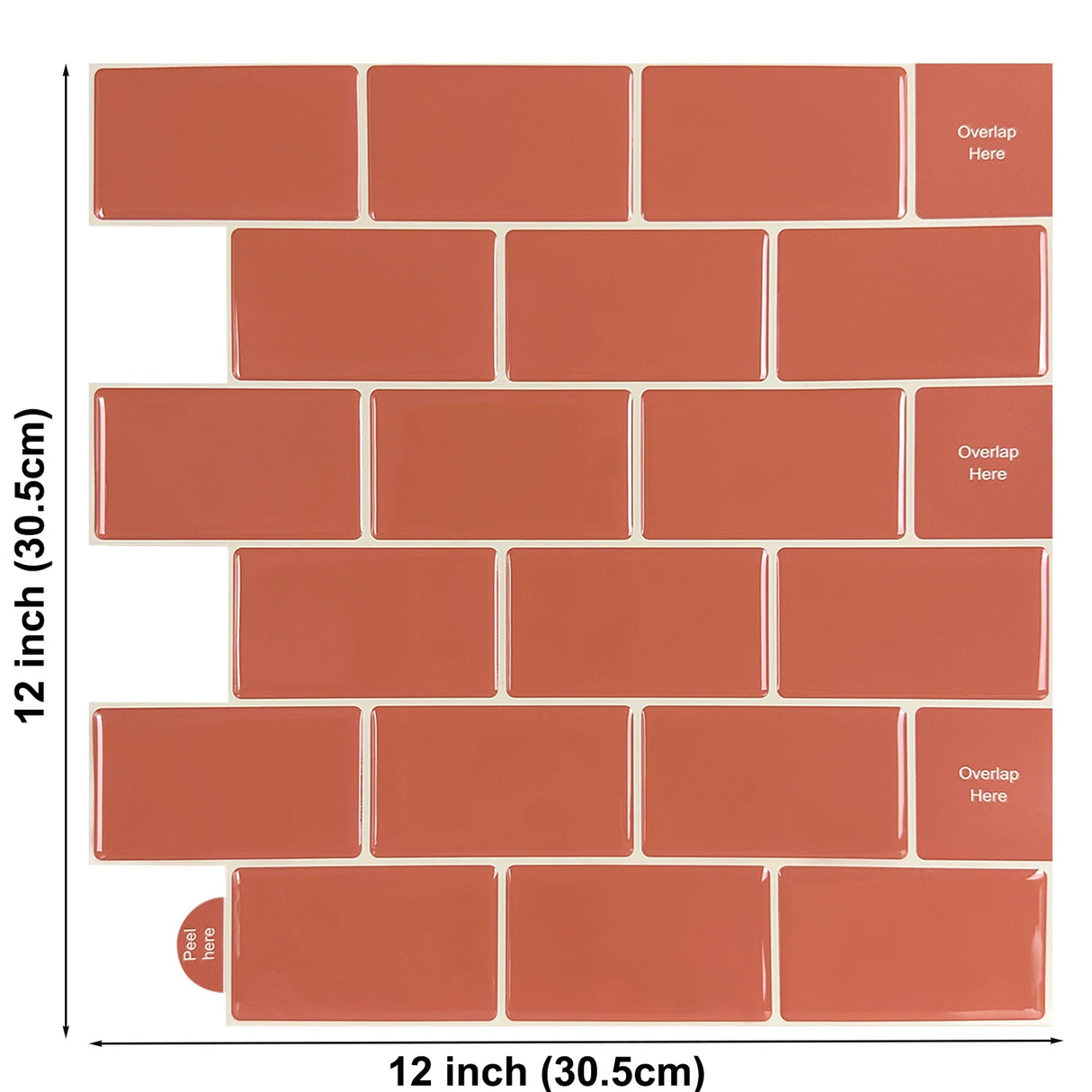 DIY用 レンガ型天然石風ステッカー 30.5×30.5㎝ 1pcs 単品購入可能